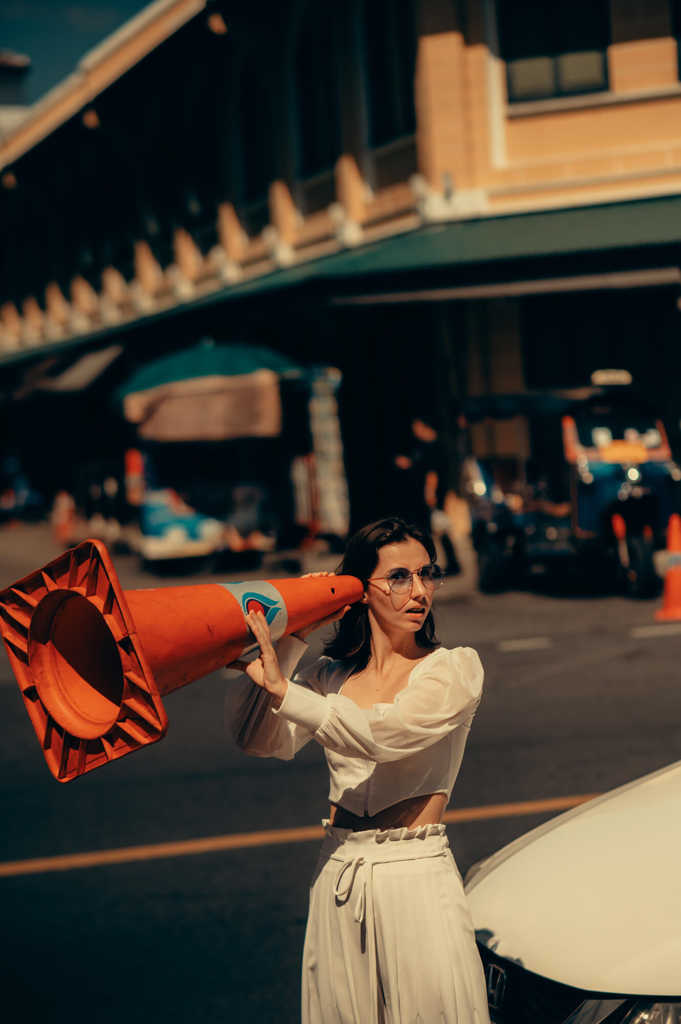 Kate street walking in photoshoot in Bangkok's