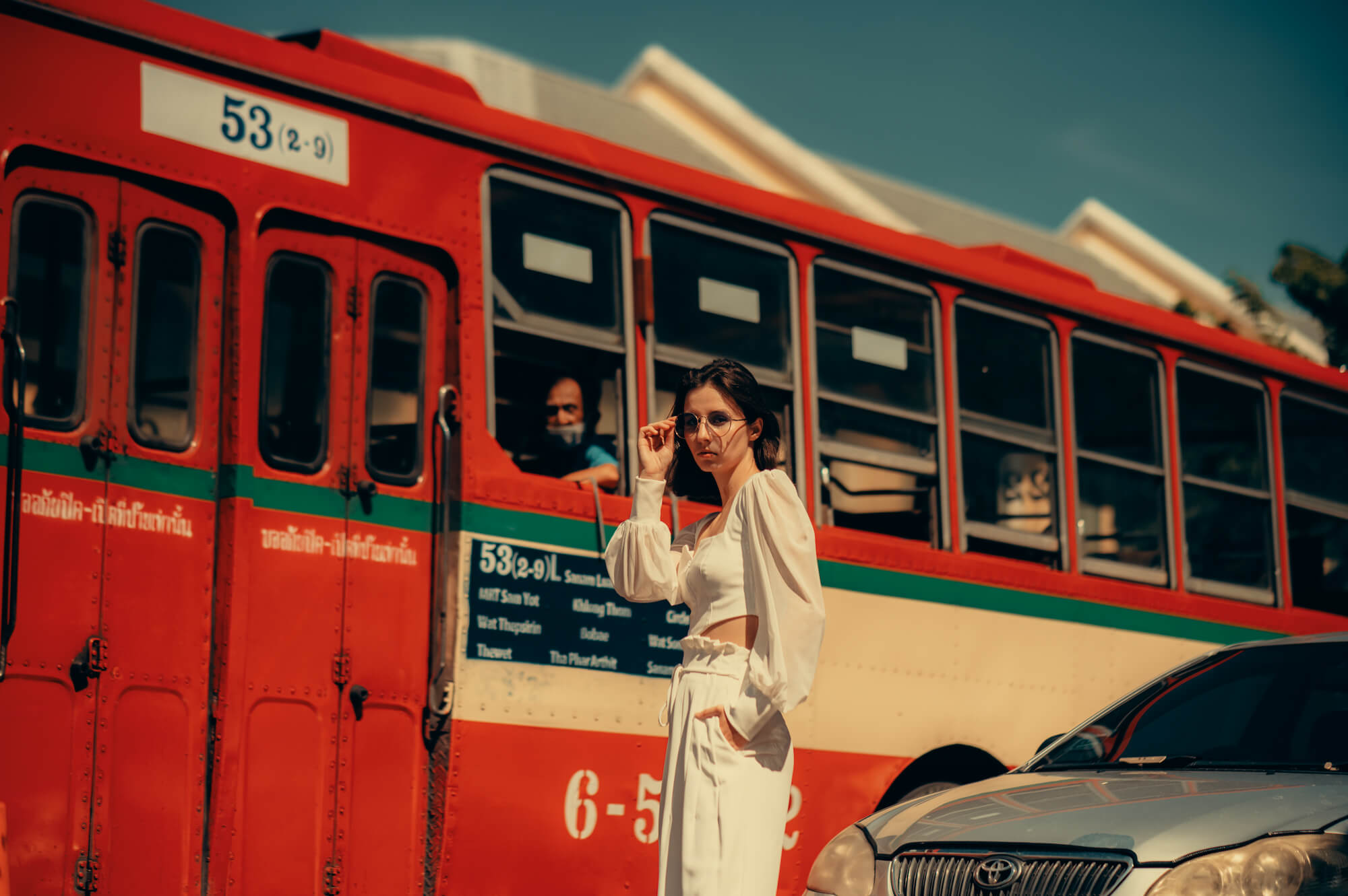 Kate street walking in photoshoot in Bangkok's