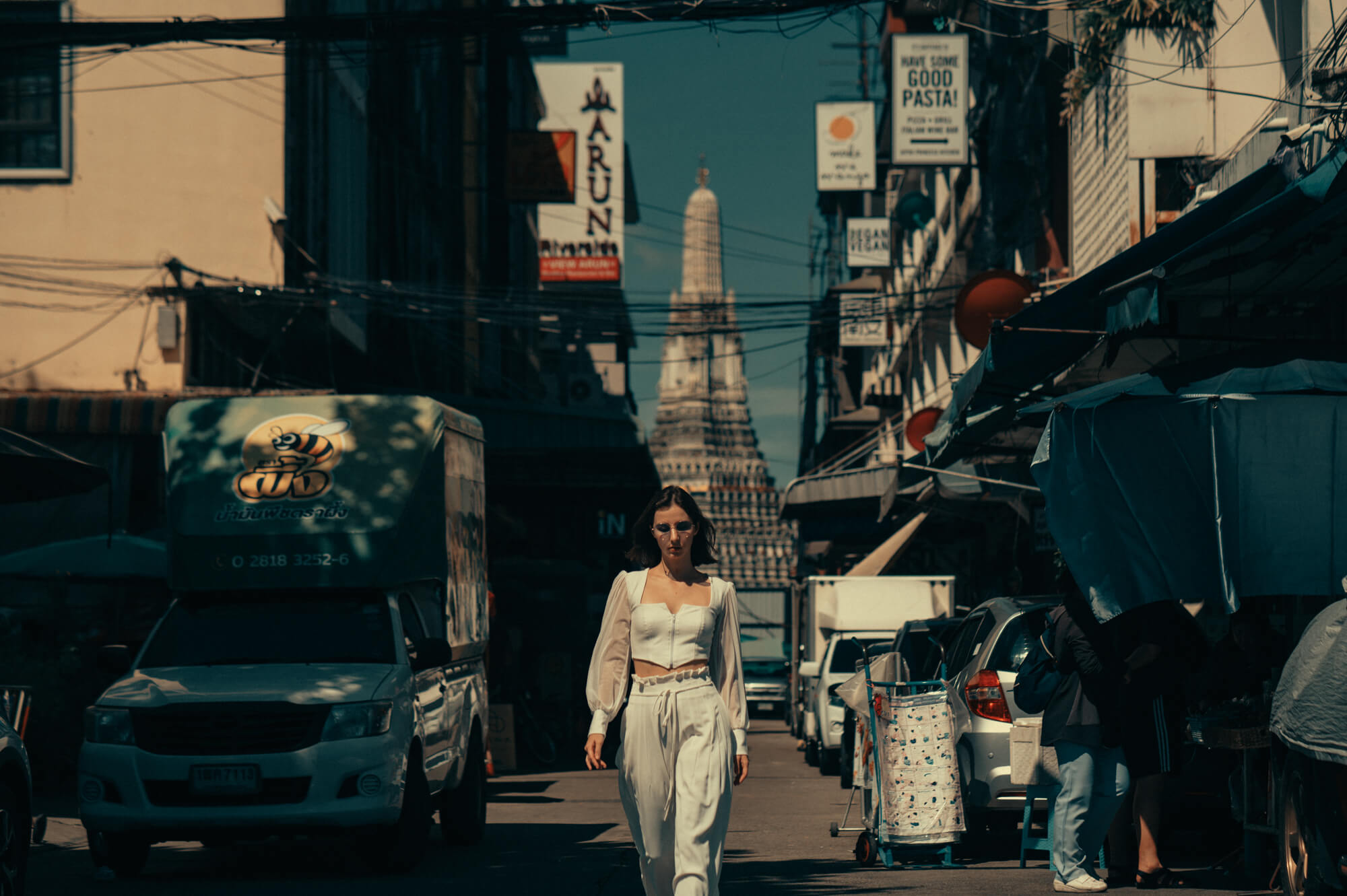 Kate street walking in photoshoot in Bangkok's