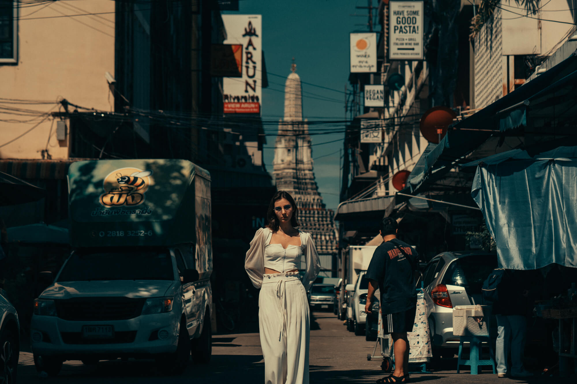 Kate street walking in photoshoot in Bangkok's