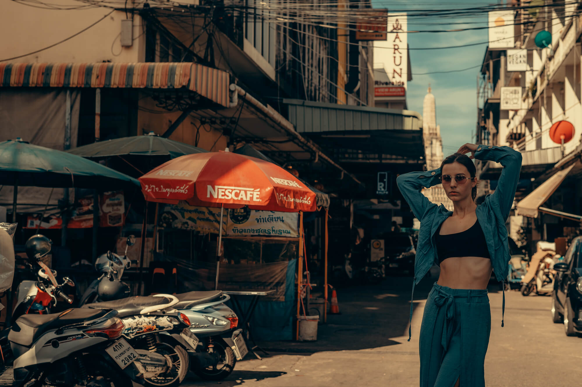 Kate street walking in photoshoot in Bangkok's